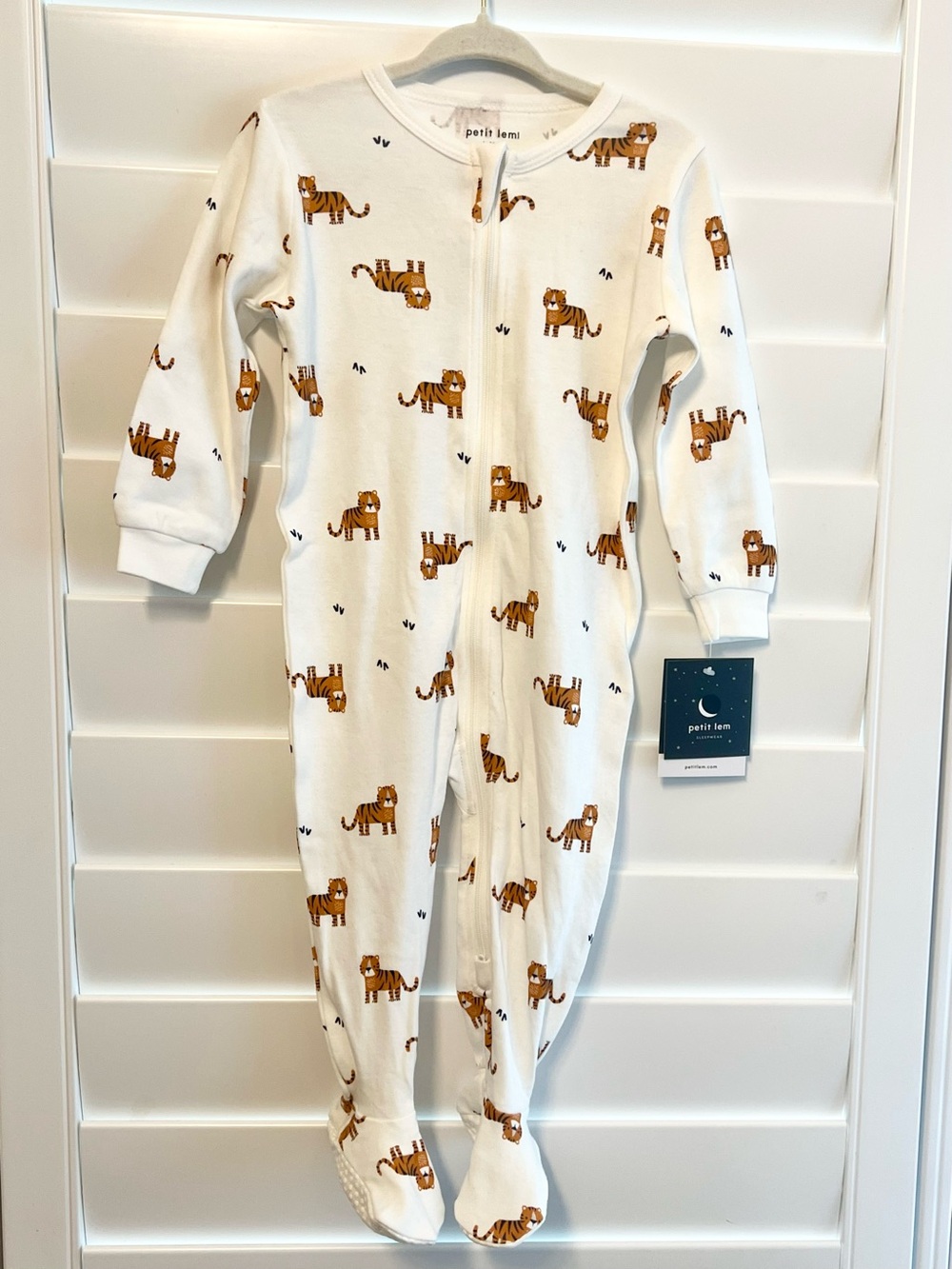 Petit Lem Tiger Print Footed Sleeper Organic Cotton 12M NWT